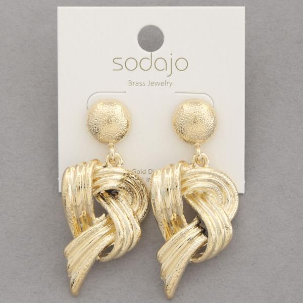 SODAJO KNOT METAL GOLD DIPPED DANGLE EARRING