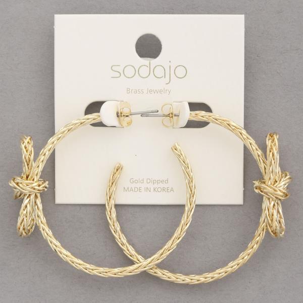 SODAJO BOW EDGE OPEN HOOP GOLD DIPPED EARRING