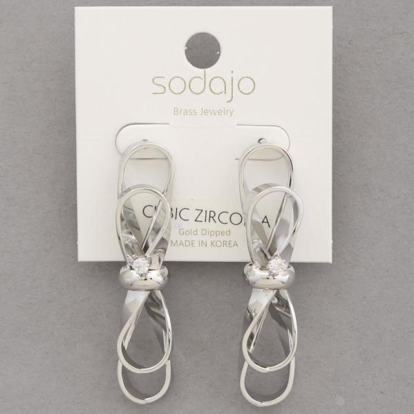SODAJO CZ RIBBON GOLD DIPPED EARRING