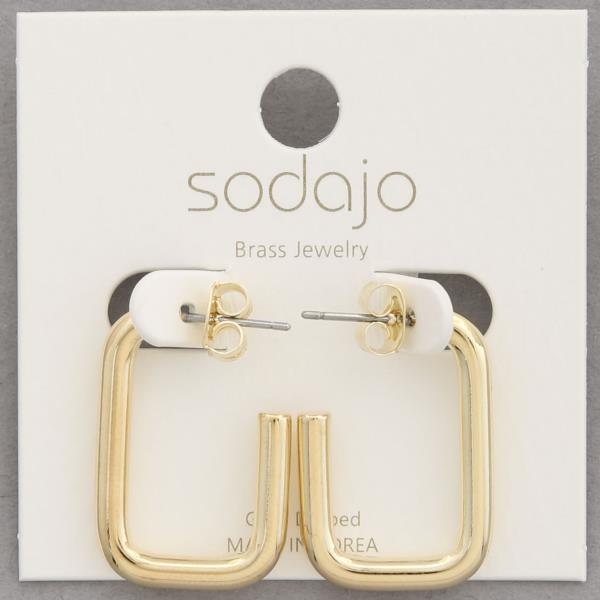 SODAJO OPEN RECTANGLE GOLD DIPPED EARRING