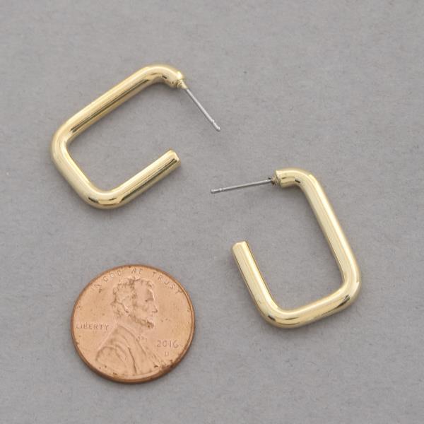 SODAJO OPEN RECTANGLE GOLD DIPPED EARRING