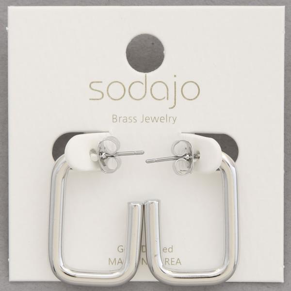 SODAJO OPEN RECTANGLE GOLD DIPPED EARRING
