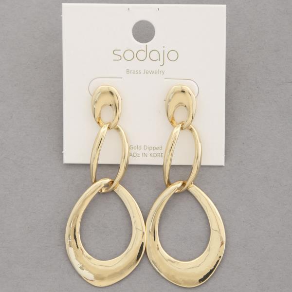 SODAJO METAL GOLD DIPPED DANGLE EARRING