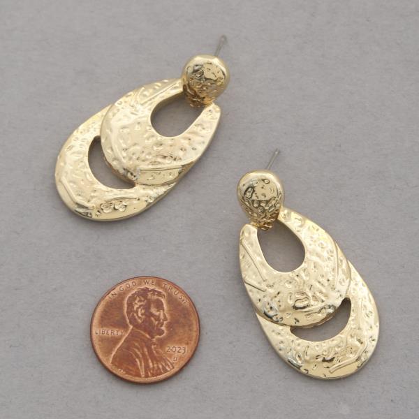 SODAJO HAMMERED METAL TEARDROP GOLD DIPPED DANGLE EARRING