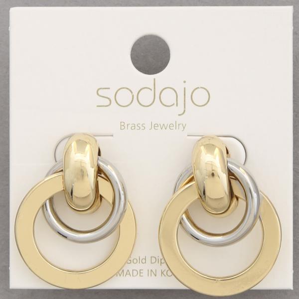 SODAJO TWO TONE ROUND GOLD DIPPED EARRING