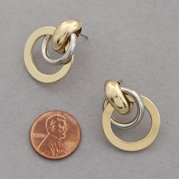 SODAJO TWO TONE ROUND GOLD DIPPED EARRING