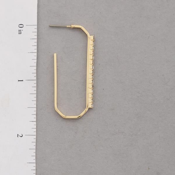 SODAJO RHINESTONE EDGE OPEN OVAL GOLD DIPPED EARRING