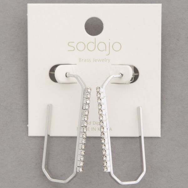 SODAJO RHINESTONE EDGE OPEN OVAL GOLD DIPPED EARRING