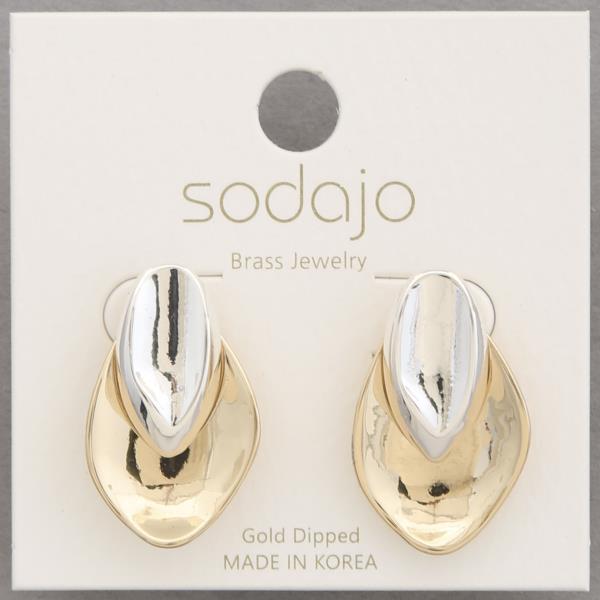 SODAJO TWO TONE METAL GOLD DIPPED EARRING