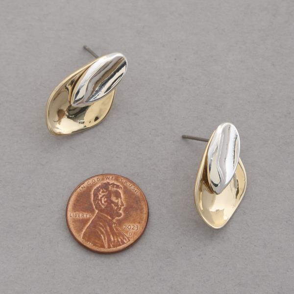 SODAJO TWO TONE METAL GOLD DIPPED EARRING