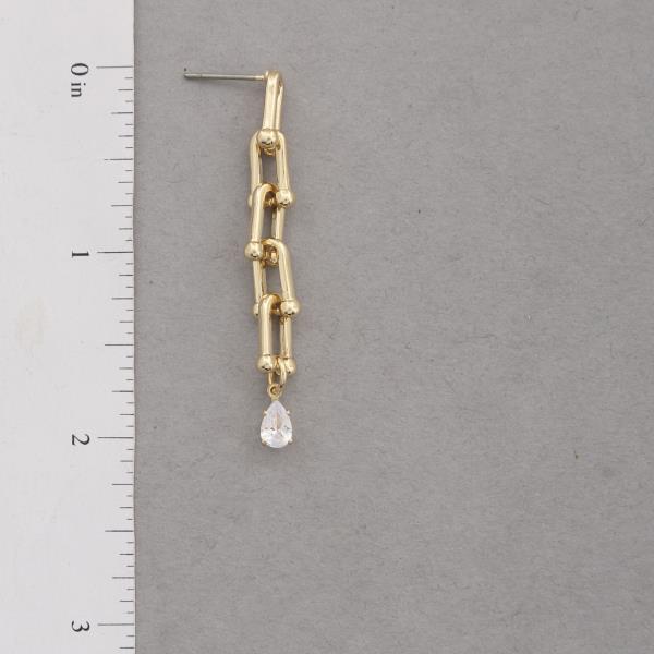 SODAJO CZ TEARDROP U LINK GOLD DIPPED DANGLE EARRING