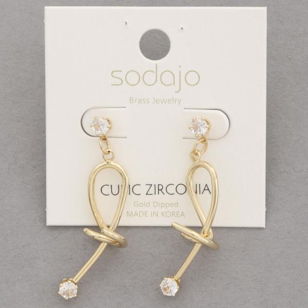 SODAJO KNOT CZ GOLD DIPPED EARRING