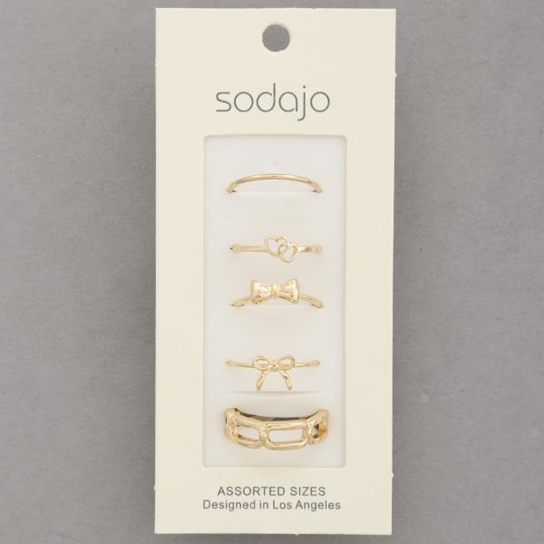 SODAJO DAINTY BOW ASSORTED RING SET