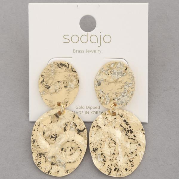 SODAJO HAMMERED METAL DISC LINK DANGLE EARRING