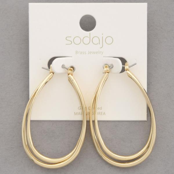 SODAJO DOUBLE TEARDROP GOLD DIPPED EARRING