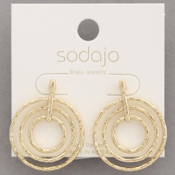 SODAJO ROUND GOLD DIPPED DANGLE EARRING