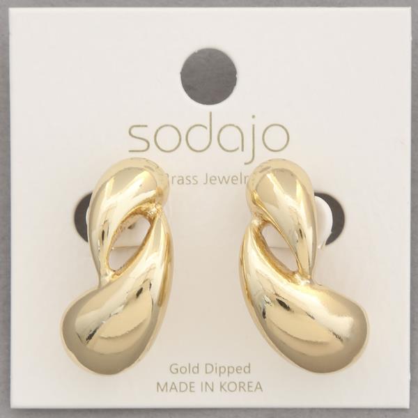 SODAJO DOUBLE TEARDROP DOME GOLD DIPPED EARRING