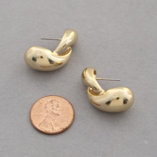SODAJO DOUBLE TEARDROP DOME GOLD DIPPED EARRING