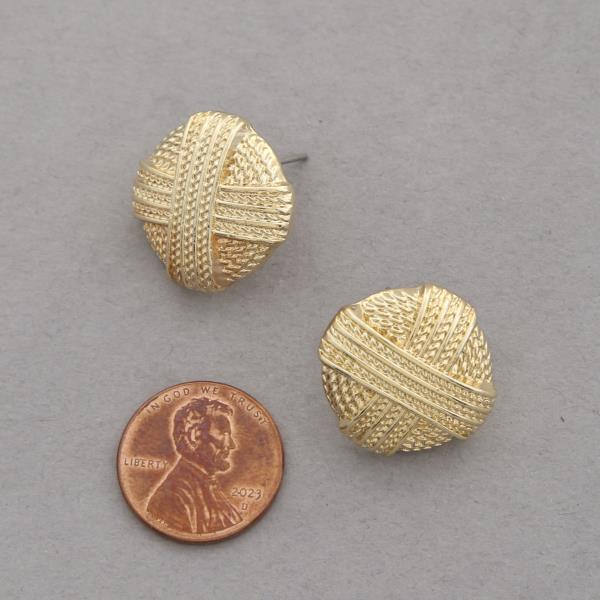 SODAJO TEXTURED ROUND METAL GOLD DIPPED EARRING
