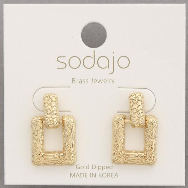 SODAJO SQUARE METAL GOLD DIPPED EARRING
