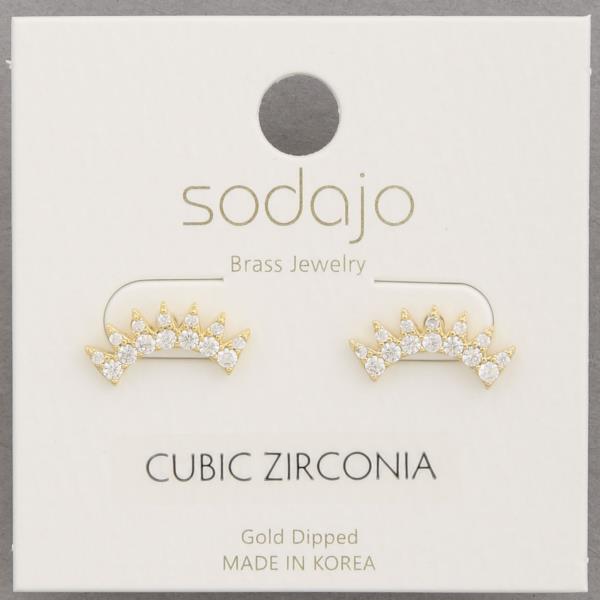 SODAJO CZ CROWN SHAPE GOLD DIPPED EARRING