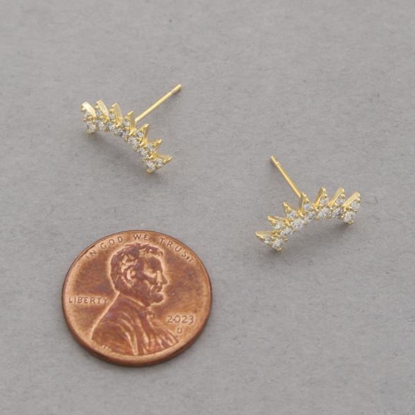 SODAJO CZ CROWN SHAPE GOLD DIPPED EARRING