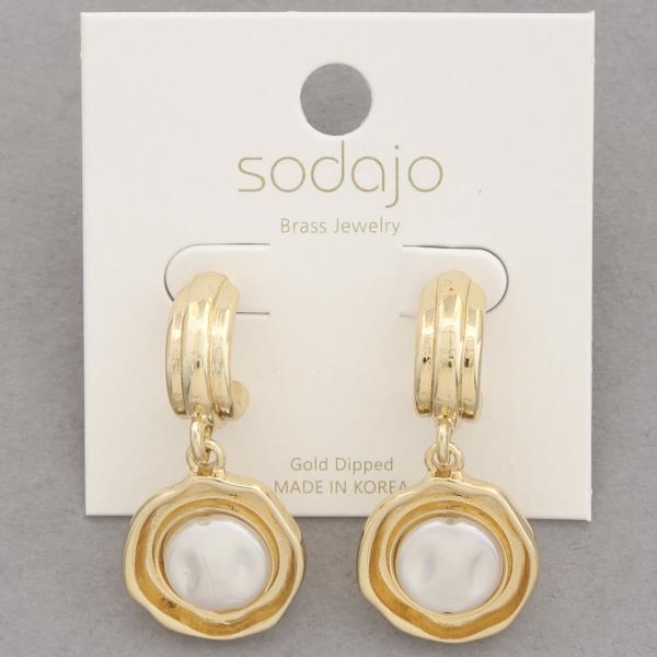 SODAJO PEARL BEAD GOLD DIPPED DANGLE EARRING