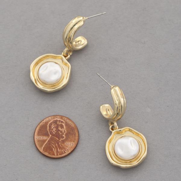 SODAJO PEARL BEAD GOLD DIPPED DANGLE EARRING