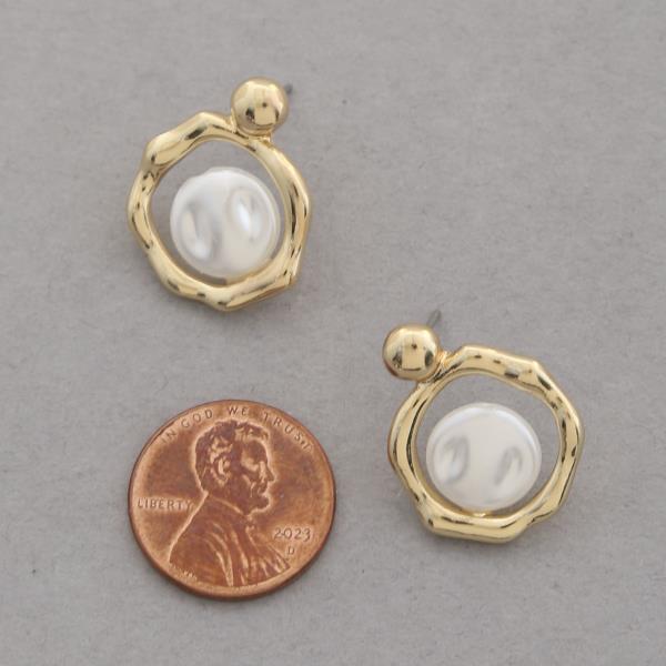 SODAJO PEARL BEAD ROUND GOLD DIPPED EARRING