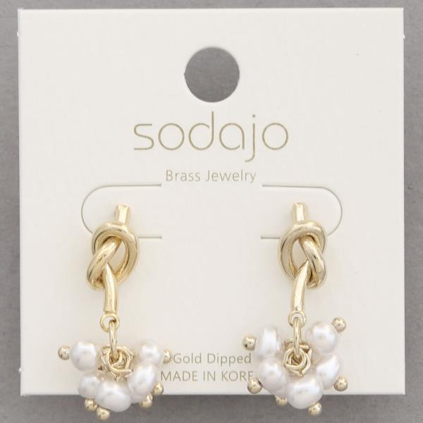 SODAJO FLOWER PEARL BEAD GOLD DIPPED EARRING