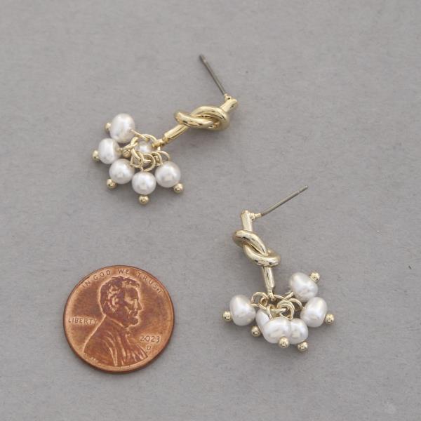 SODAJO FLOWER PEARL BEAD GOLD DIPPED EARRING
