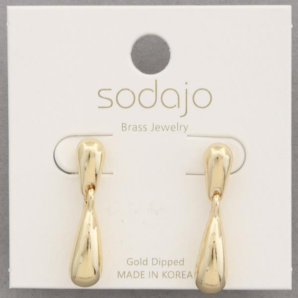 SODAJO DOUBLE TEARDROP LINK GOLD DIPPED DANGLE EARRING