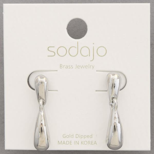 SODAJO DOUBLE TEARDROP LINK GOLD DIPPED DANGLE EARRING
