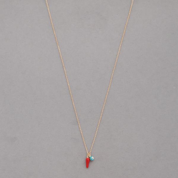 PEPPER EVIL EYE METAL CHAIN NECKLACE