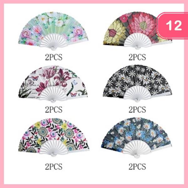 FLOWER PATTERN HAND FAN (12 UNITS)