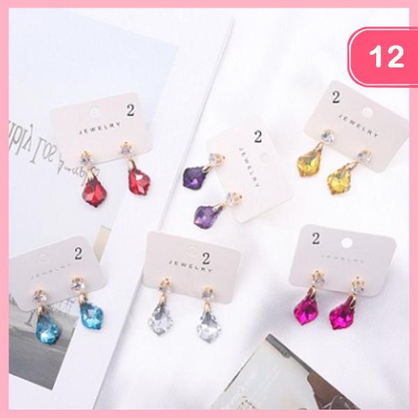 COLOR STONE DANGLE EARRING (12 UNITS)