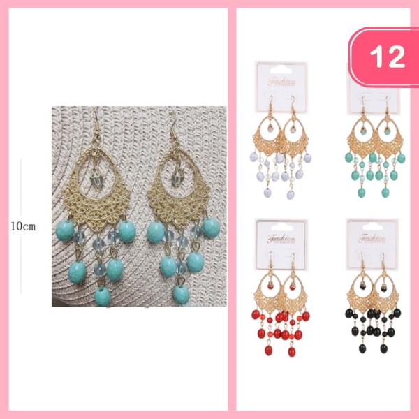 BEADED DANGLE EARRING (12 UNITS)