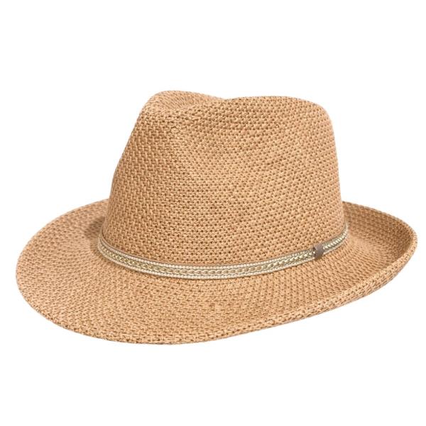 STRAW RHINESTONE BAND PANAMA SUN HAT