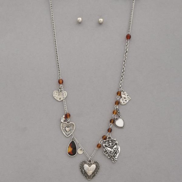 HEART CHARM STATION NECKLACE