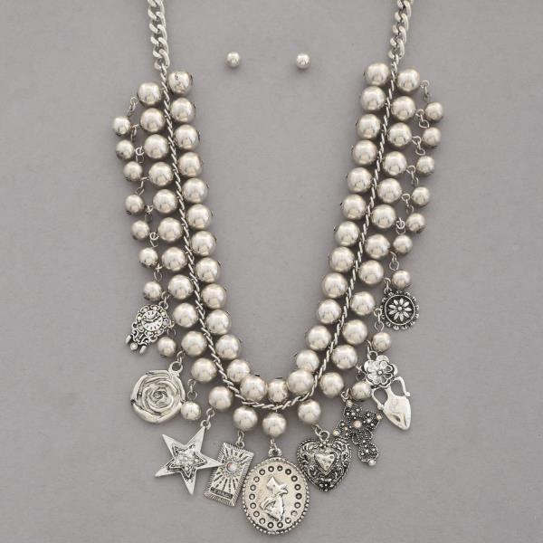 MULTI CHARM BEADED LAYERED NECKLACE