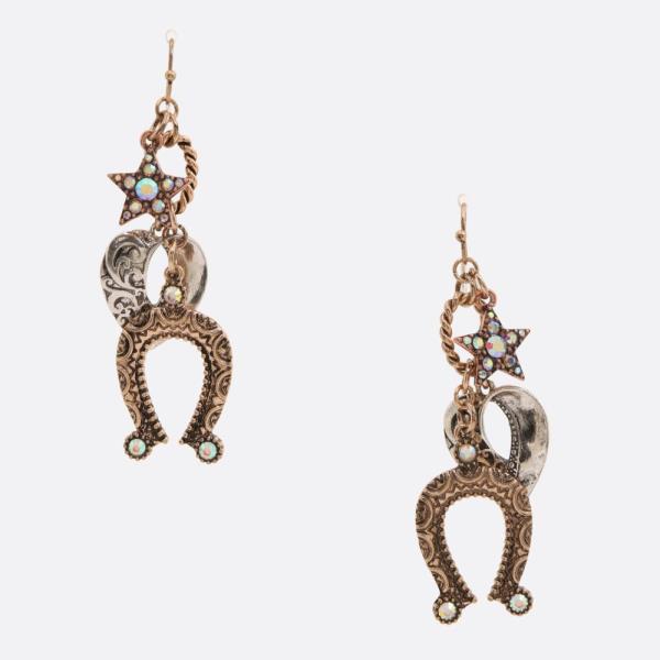 HORSE SHOE WESTERN STYLE DANGLE EARRING