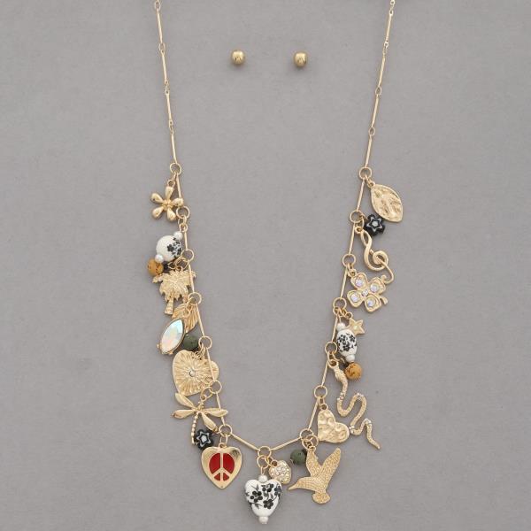 HEART SNAKE MULTI CHARM NECKLACE