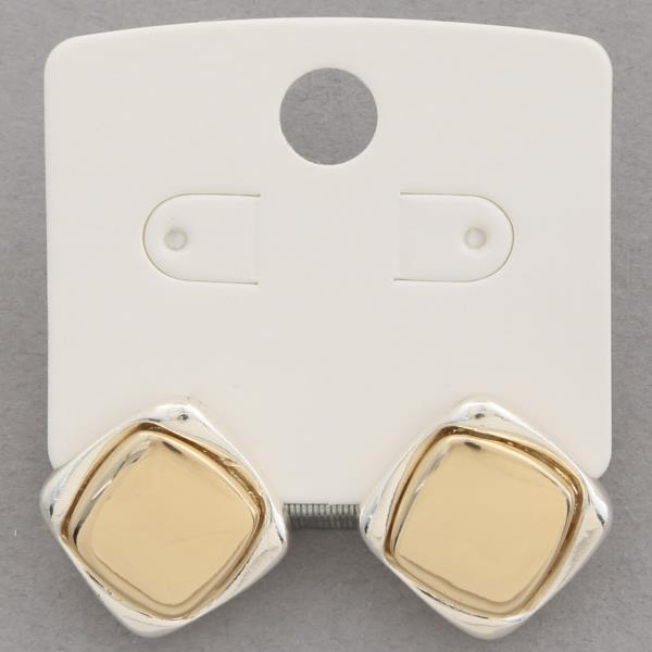 TWO TONE SQUARE METAL EARRING