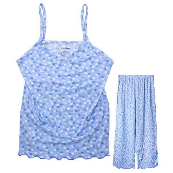 TONAL BLUE DOTS SLEEPWEAR TOP AND PANTS SET