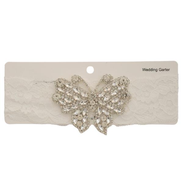 RHINESTONE BUTTERFLY LACE WEDDING GARTER