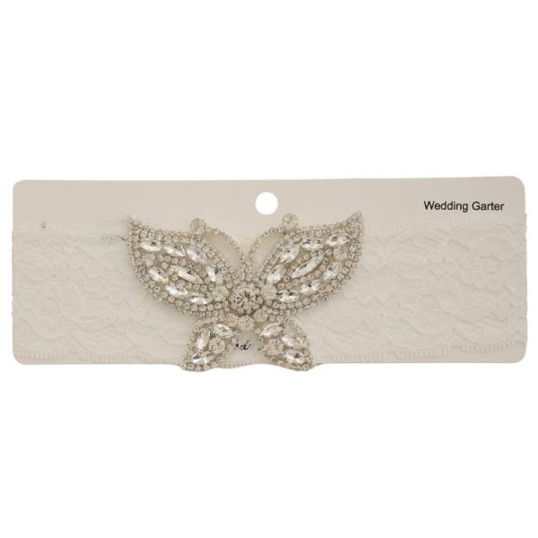 RHINESTONE BUTTERFLY LACE WEDDING GARTER