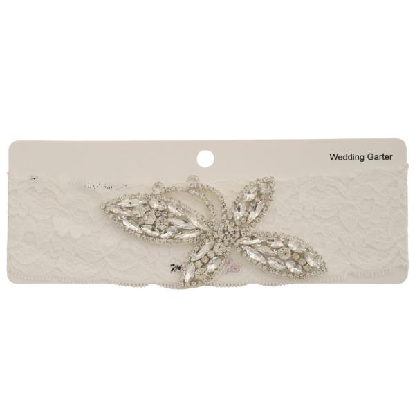RHINESTONE BUTTERFLY LACE WEDDING GARTER