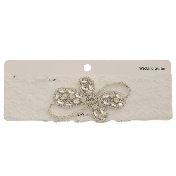 RHINESTONE SWIRL BUTTERFLY LACE WEDDING GARTER