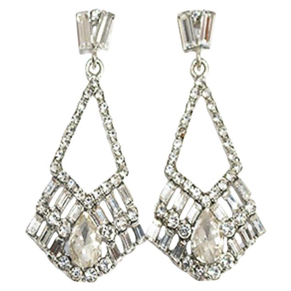 TRIANGLE RHINESTONE DANGLE EARRING