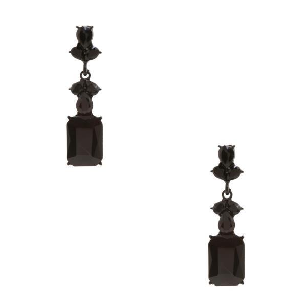 RECTANGEL RHINESTONE DANGLE EARRING